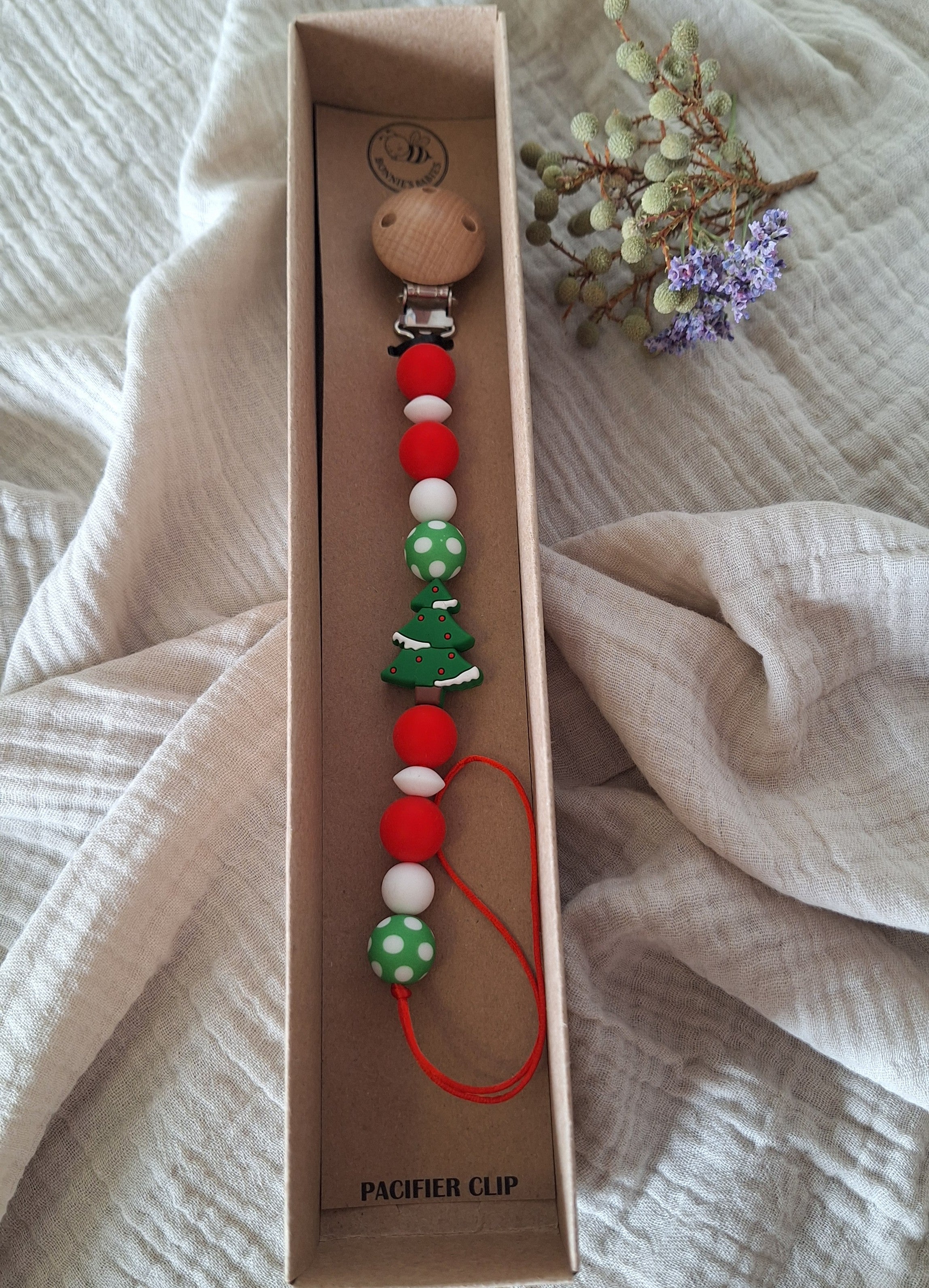 Christmas Tree pacifier clip